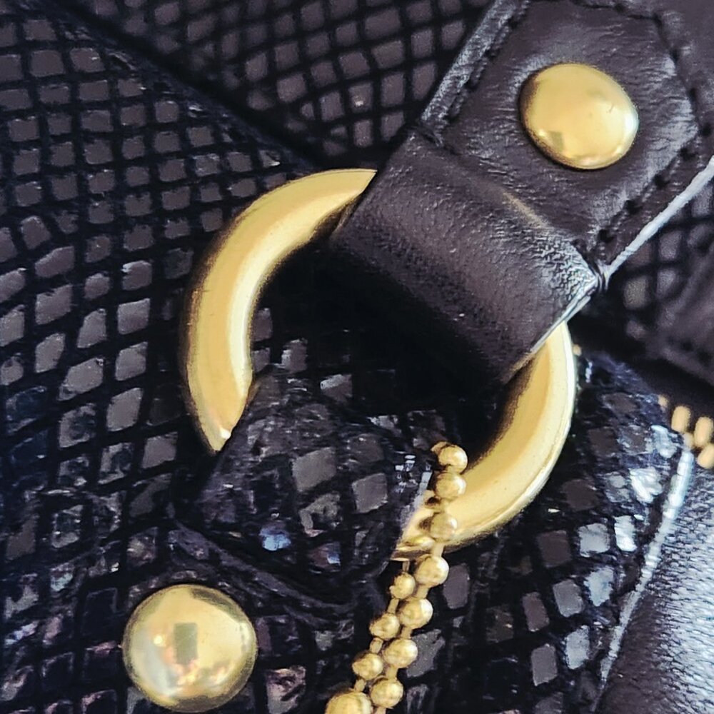 Euc Coach Ashley Black Leather Python Snakeskin 2… - image 11